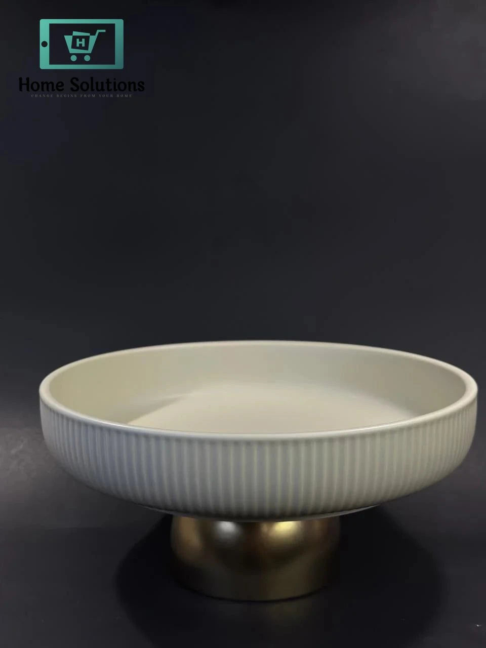 Elegant 8-Inch Ceramic Fruit Bowl with Golden Footed Base