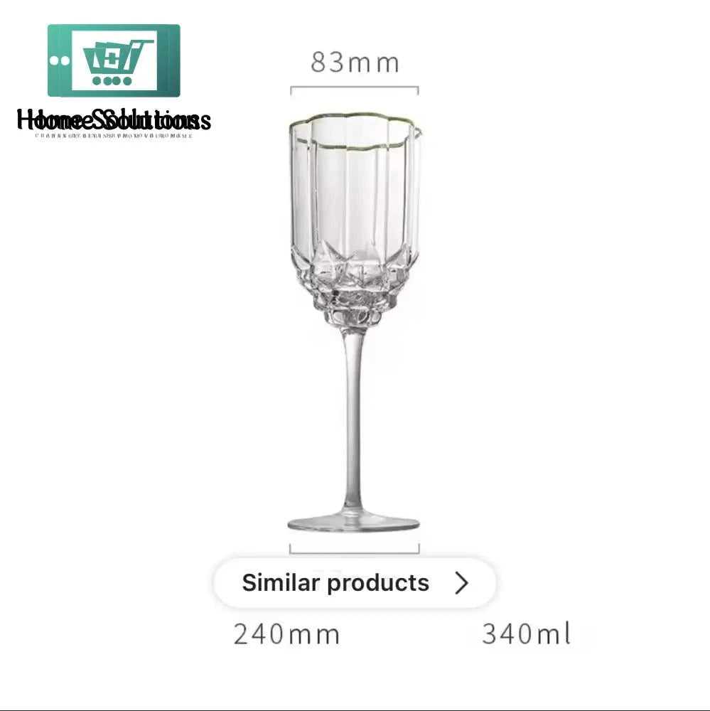 Flower Bud Crystal Goblets and Fluet Glass - Set of 6 Goblet