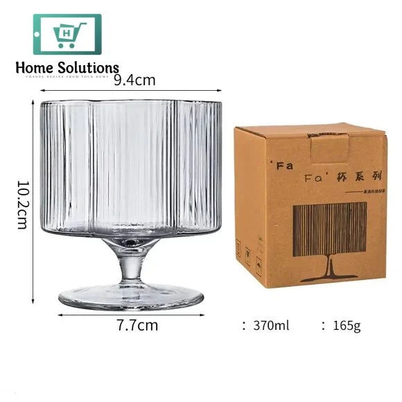 Ribbed Flower-Shaped Low Stem Glass Set – 370ml (165g) | Pack of 6