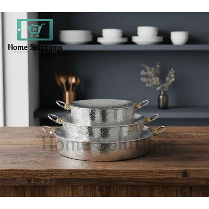 Round Hammered Aluminum High Tray - Handcrafted