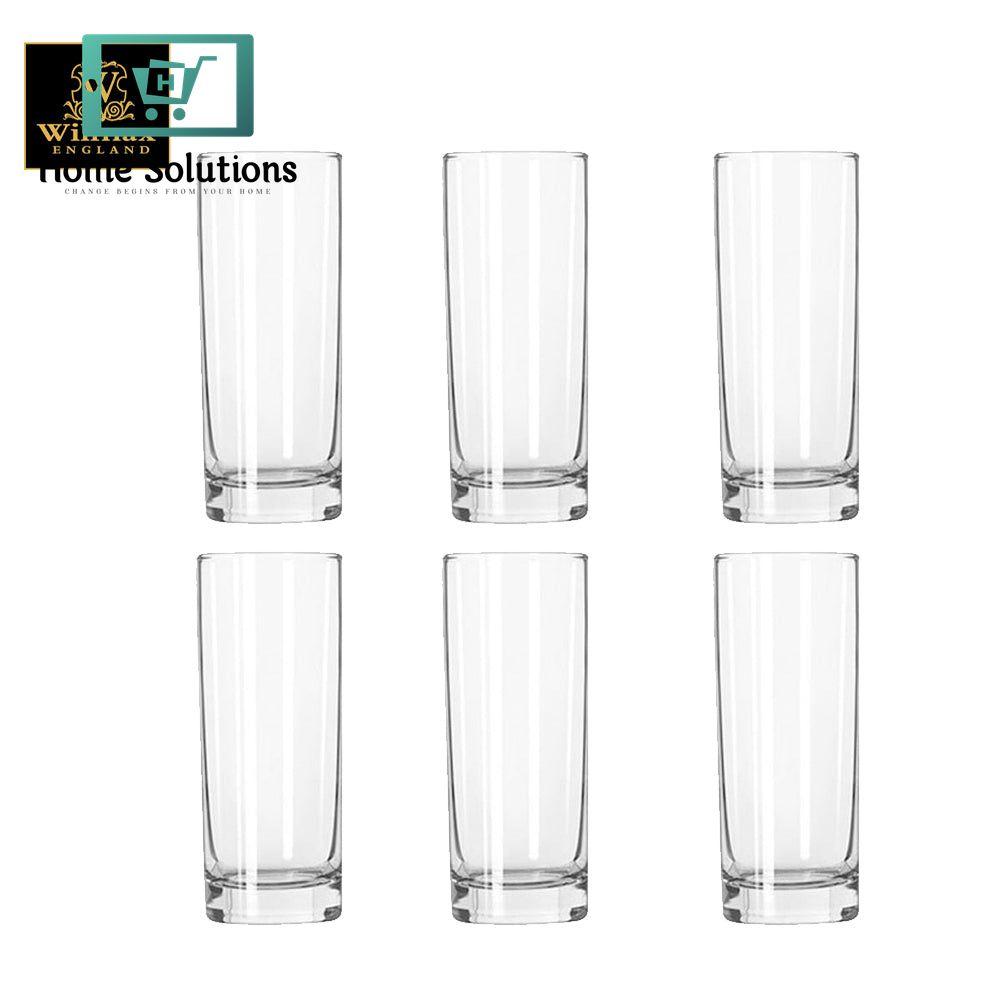 Wilmax Longdrink Glass Set – 390 ml | Set of 6 Crystal Clear Glasses