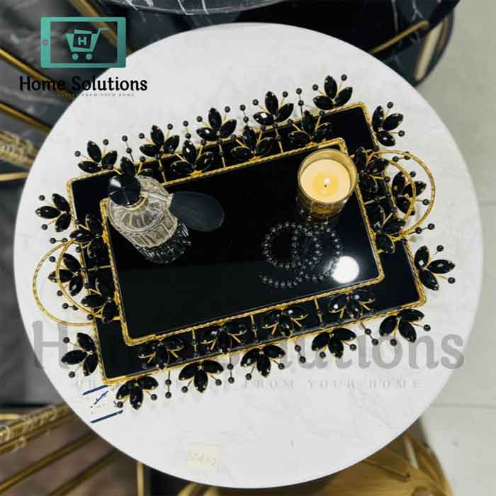 Elegant Gold & Black Tray for Chic Home Decor