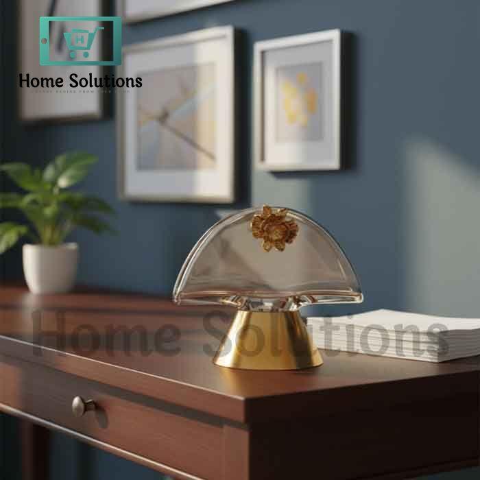 Handmade Turkish Glass Tissue Holder withSolid Brass Base - 2 Sizes