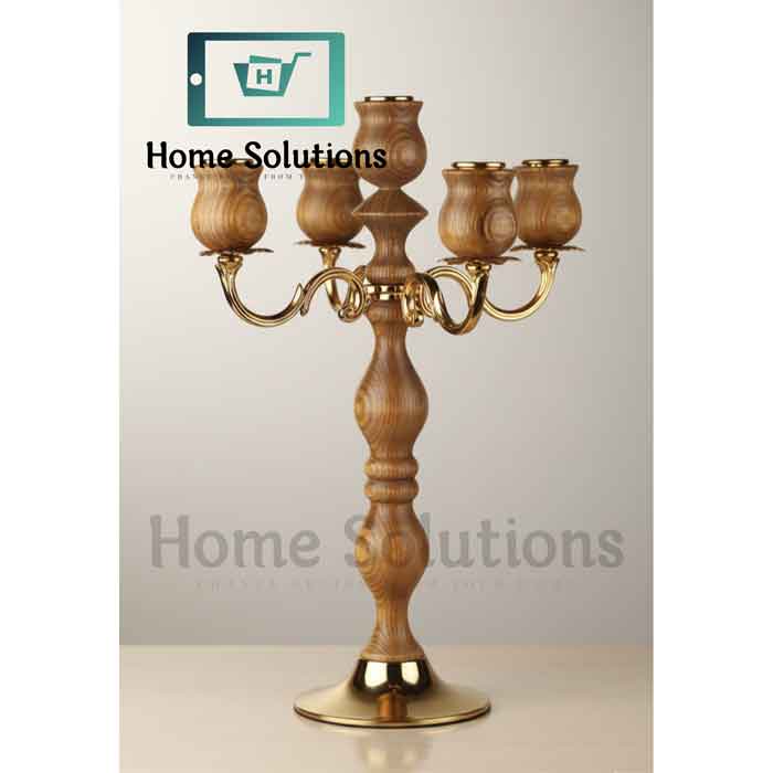 Elegant Turkish Wooden Candelabra | 5-Arm Candle Holder