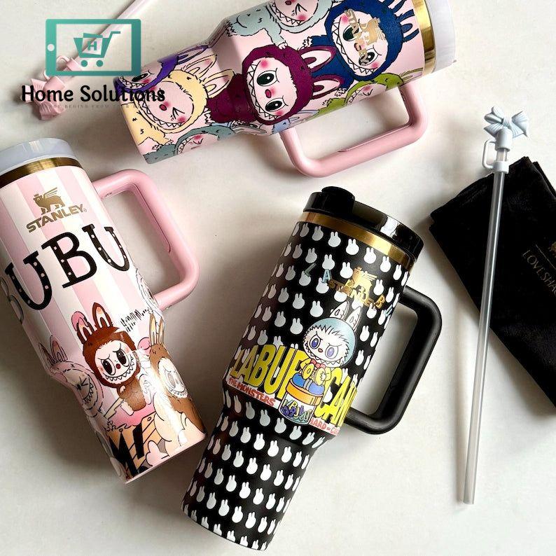 Stanley X Labubu Limited Edition Quencher Flowstate Tumbler - 40oz Includes Labubu Doll with Pouch & Straw (Black)