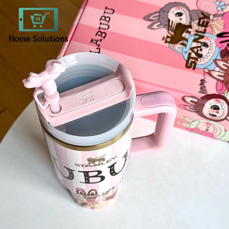 Stanley X Labubu Limited Edition Quencher Flowstate Tumbler - 40oz Includes Labubu Doll with Pouch & Straw (Pink)
