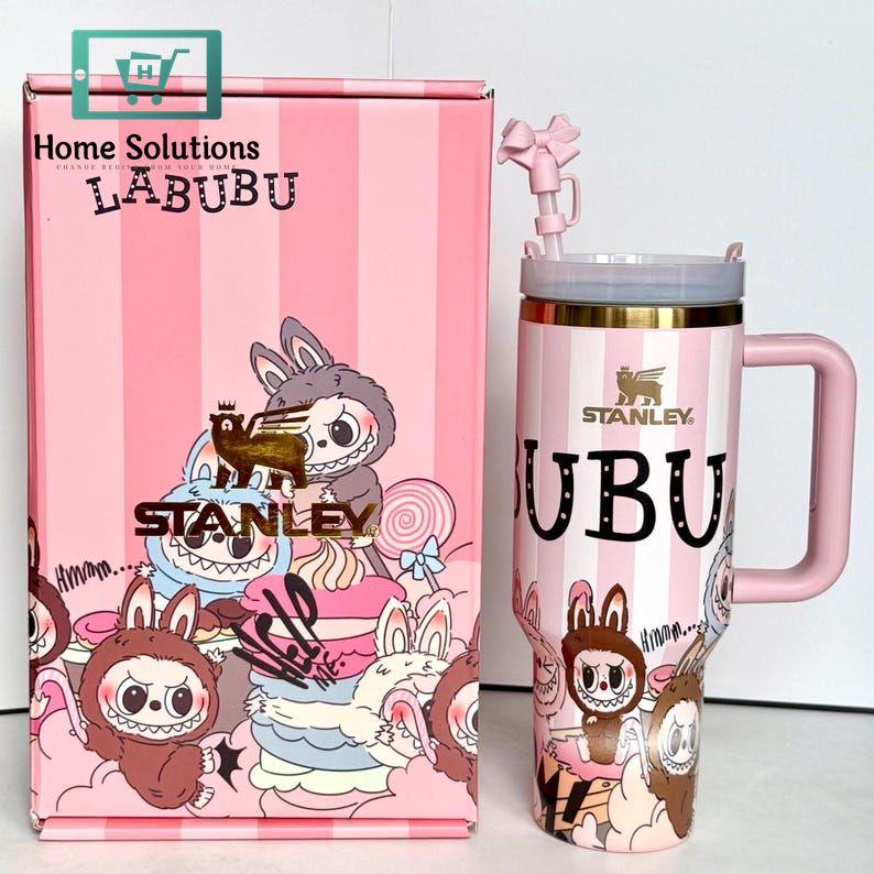 Stanley X Labubu Limited Edition Quencher Flowstate Tumbler - 40oz Includes Labubu Doll with Pouch & Straw (Pink)
