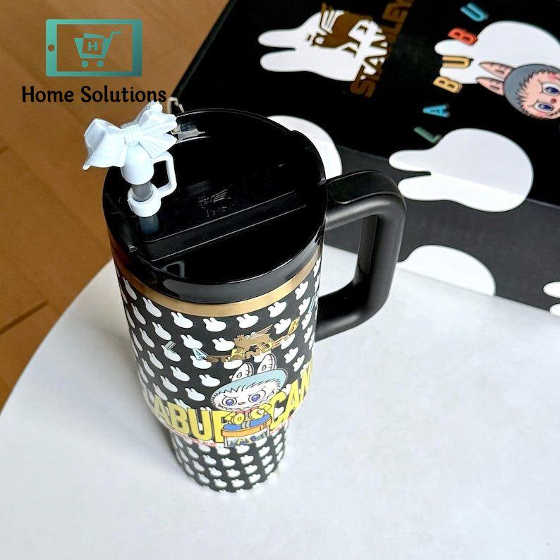 Stanley X Labubu Limited Edition Quencher Flowstate Tumbler - 40oz Includes Labubu Doll with Pouch & Straw (Black)
