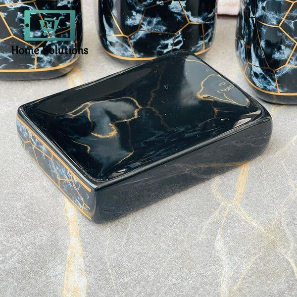 Marble Black Bathroom Accessory Set – 4 Piece Collection
