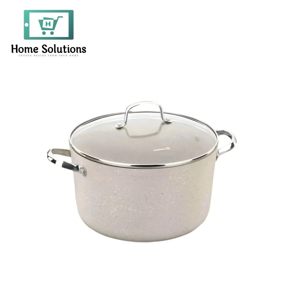 Korkmaz Granita Cooking Pot – 24x12.5 cm Non-Stick Granite Coated Cookware with Soft Touch Handles