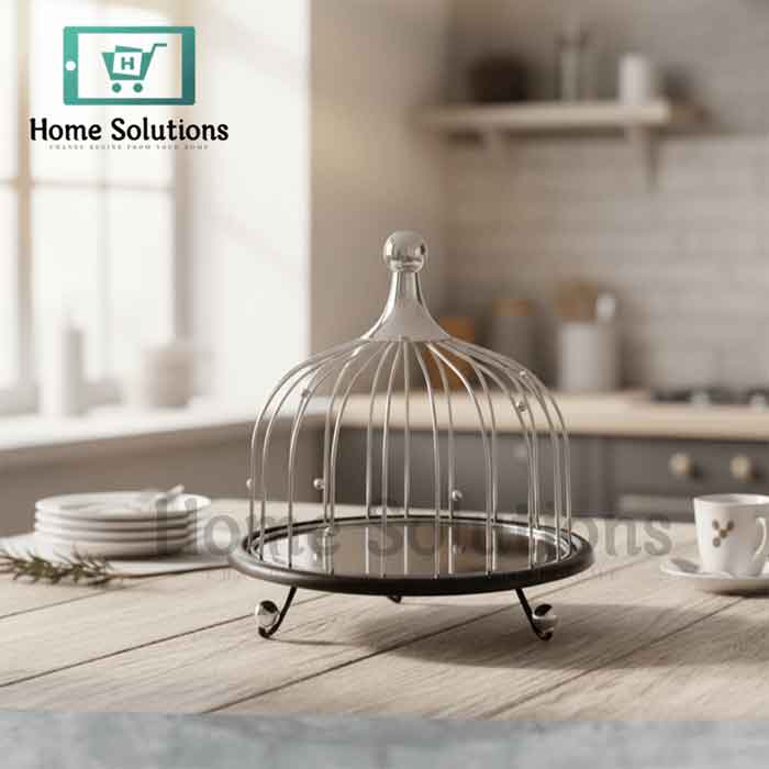 Elegant Cage Cake Stand & Server - Decorative Metal (Black)