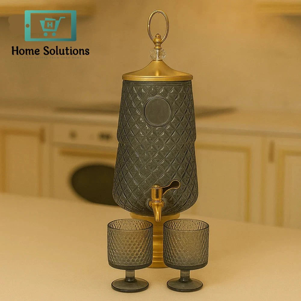Beverage Serving Dispenser Set with Glasses – 3L Capacity 7 PCS