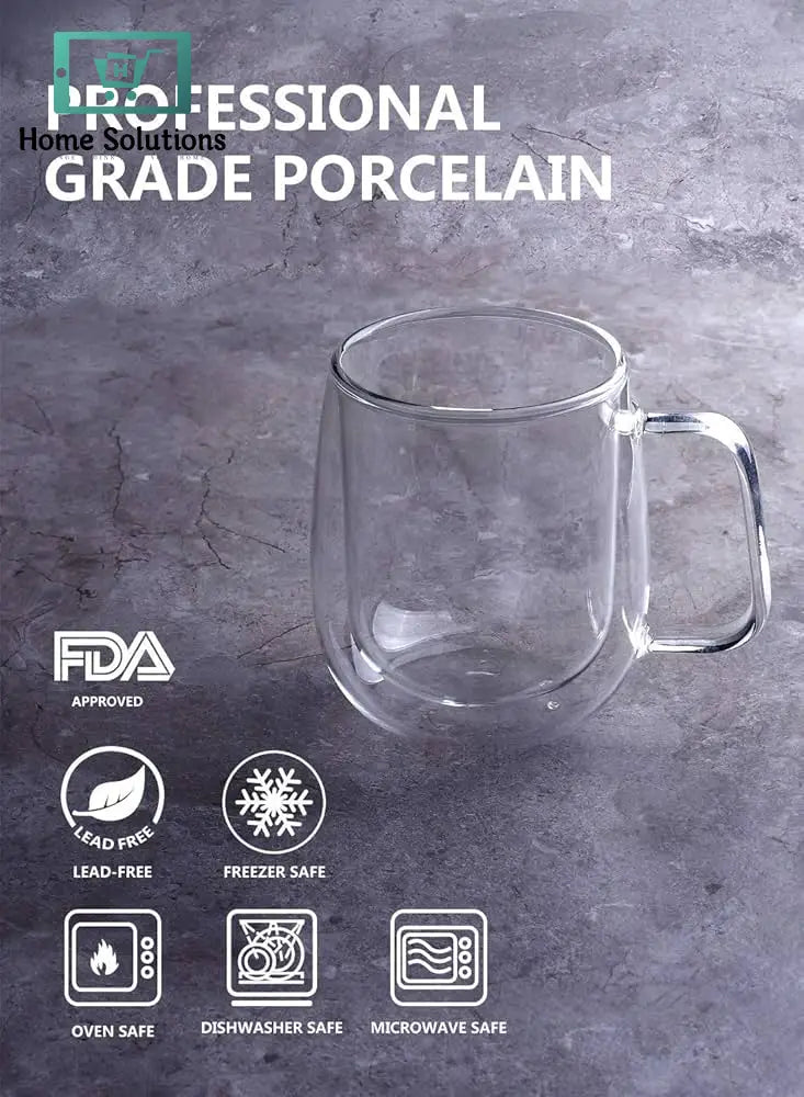 MANGOLIAN 400ml Double Wall Borosilicate Glass Mug