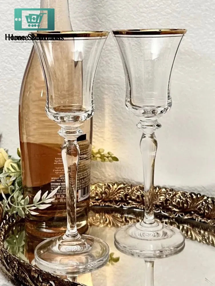 MIKASA Crystal Gold Rim Austria Stemmed Wine Glass - Set of 6