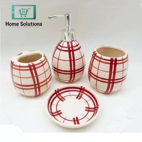 Modern 4-Piece Bathroom Set with Soap Dispenser & Toothbrush Holder