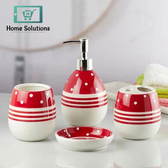 Stylish Bathroom Accessories Set of 4 – Soap Dispenser & Toothbrush Holder