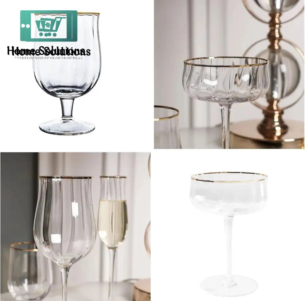 NUPTIO Low Stem Crystal Cocktail & Drink Serving Glass - 320ml - Set of 6