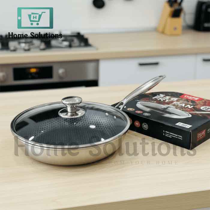 HoneyComb Frypan with Lid - Non-Stick Stainless Steel