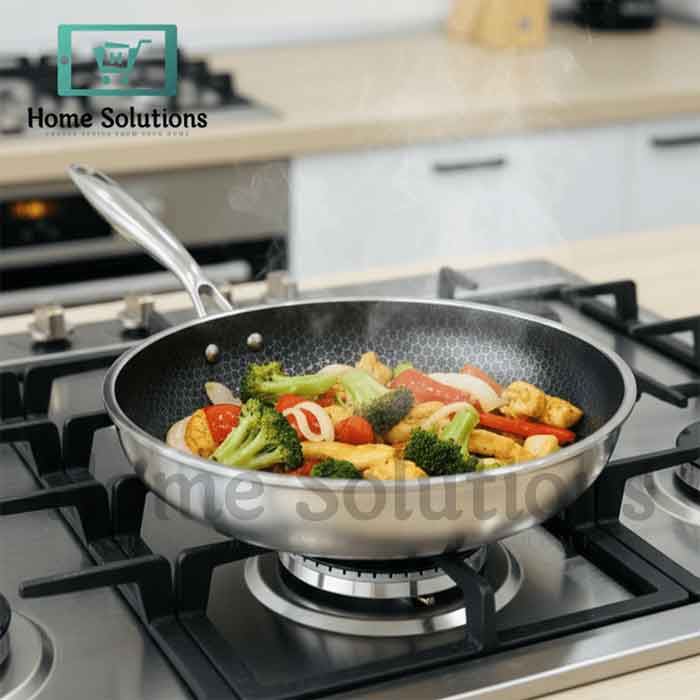 HoneyComb Frypan with Lid - Non-Stick Stainless Steel