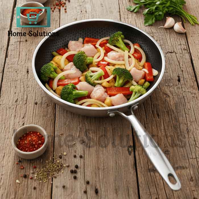 HoneyComb Frypan with Lid - Non-Stick Stainless Steel