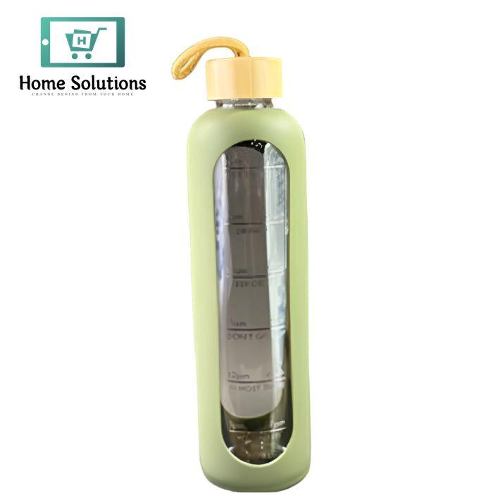 Silicon Cover Glass Bottle with Bamboo Lid