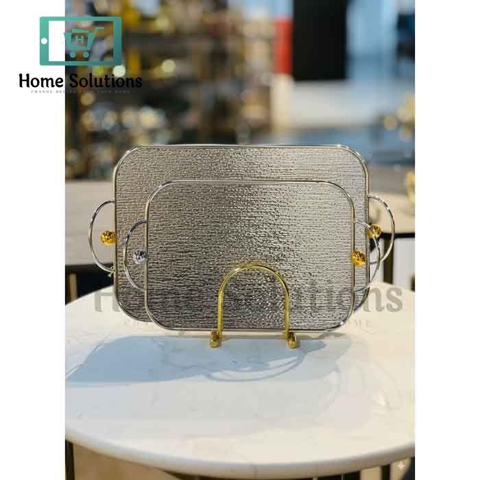 Royal Silver Tray with Gold Accents – Elegant Home Style