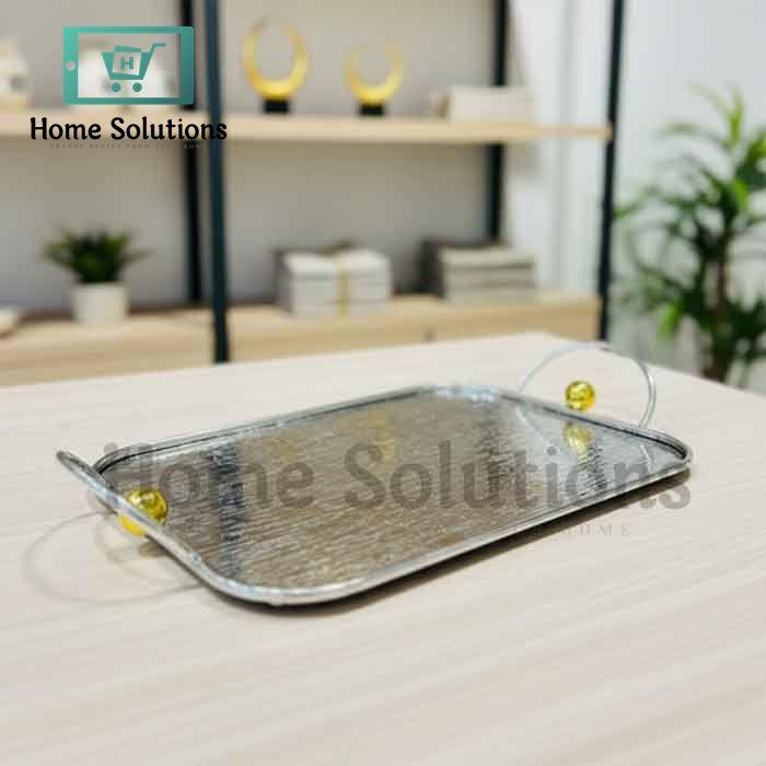 Royal Silver Tray with Gold Accents – Elegant Home Style