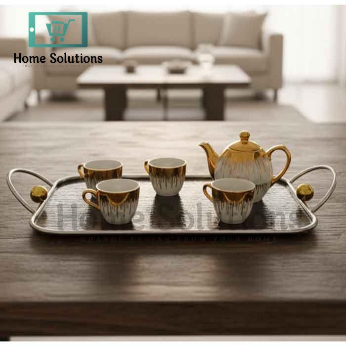 Royal Silver Tray with Gold Accents – Elegant Home Style