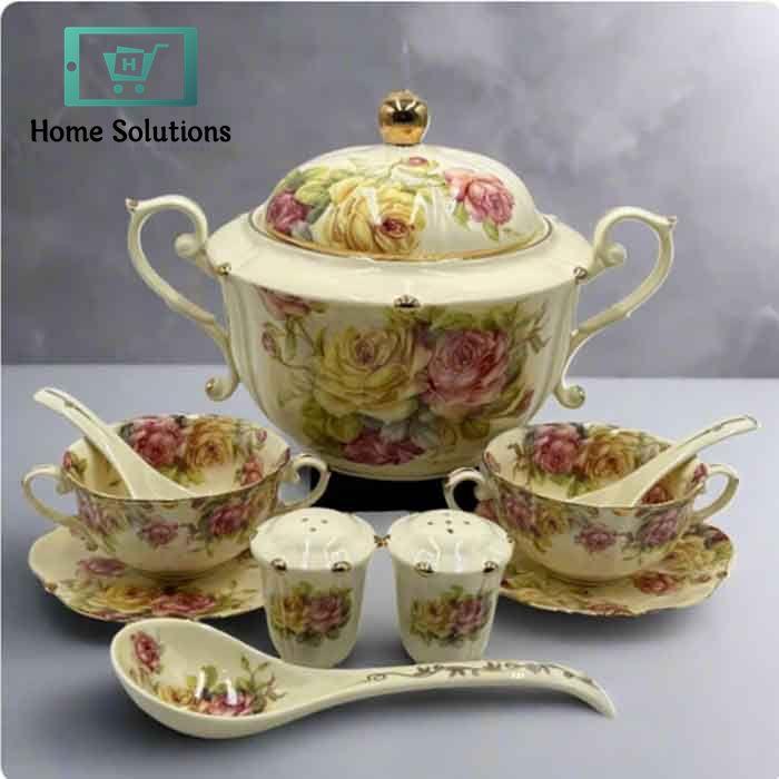Royal Albert 23 Pcs Classic Soup Serving Set – Elegant Floral Bone China