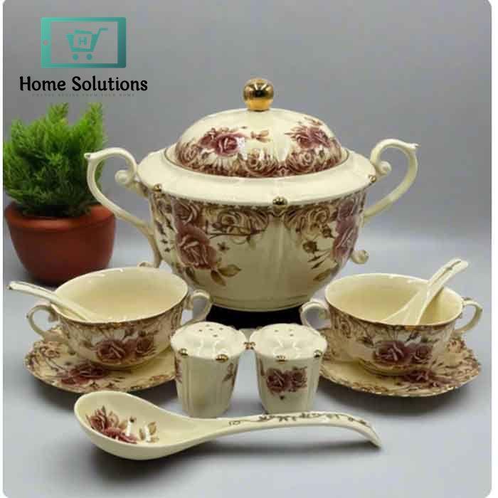 Royal Albert 23 Pcs Classic Soup Serving Set – Elegant Floral Bone China
