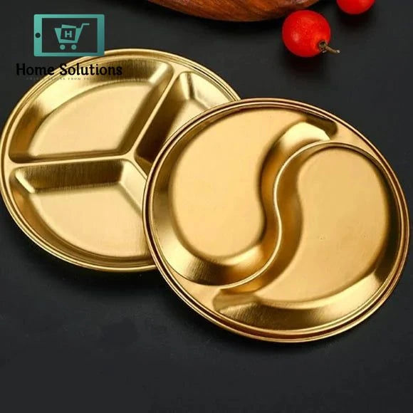 Stainless Steel Sauce Plate – 3 Partition 14cm Gold Finish