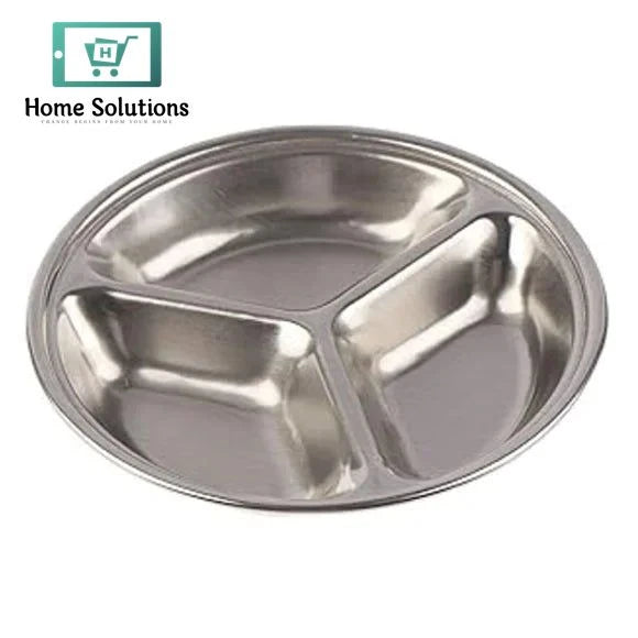 Stainless Steel Sauce Plate – 3 Partition 14cm Silver Finish