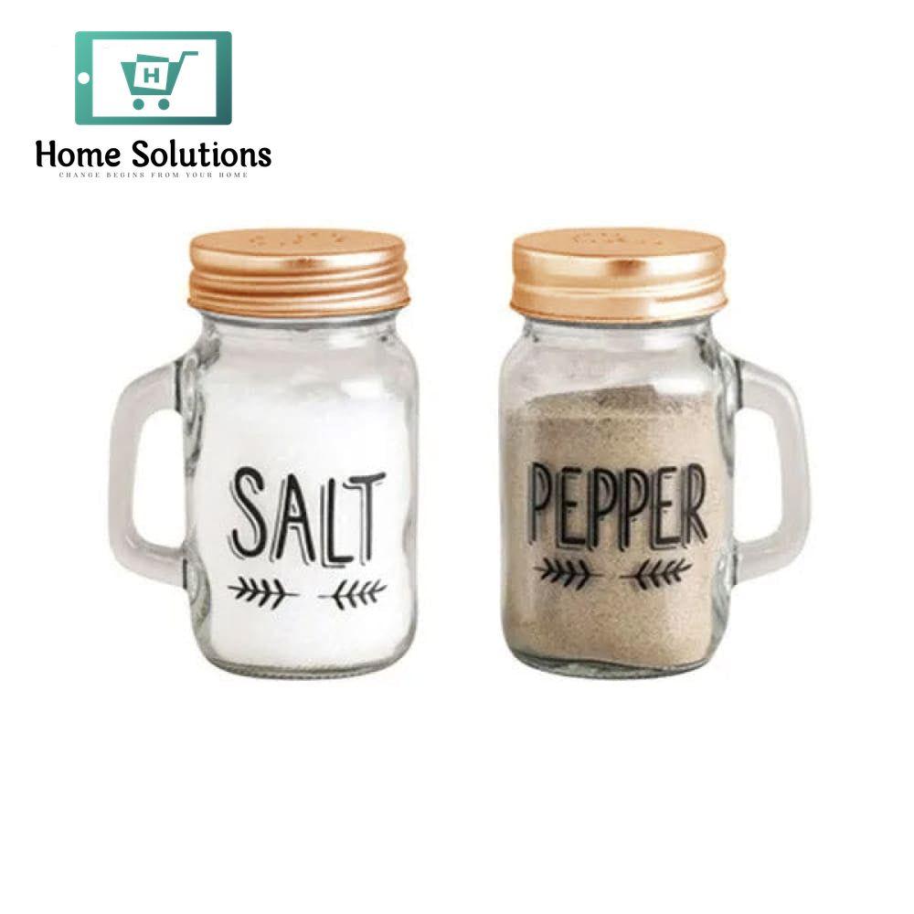Vintage Mason Jar Salt & Pepper Shaker Set – Glass Body with Copper Lids