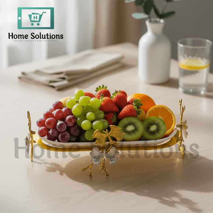 Gold Butterfly Oval Porcelain Elegant Server Dish