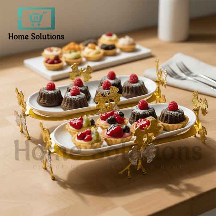 Gold Butterfly Oval Porcelain Elegant Server Dish