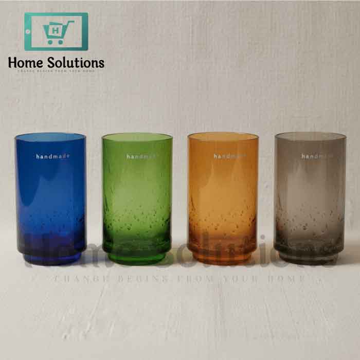 Handmade Colored Glass Set - 4 Pcs 450ml | Artisan Drinkware