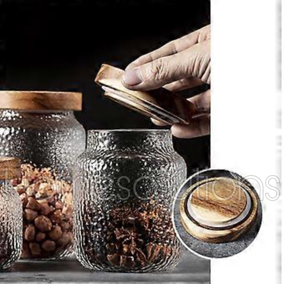 Hammered Grain Airtight Glass Jar - 750ml