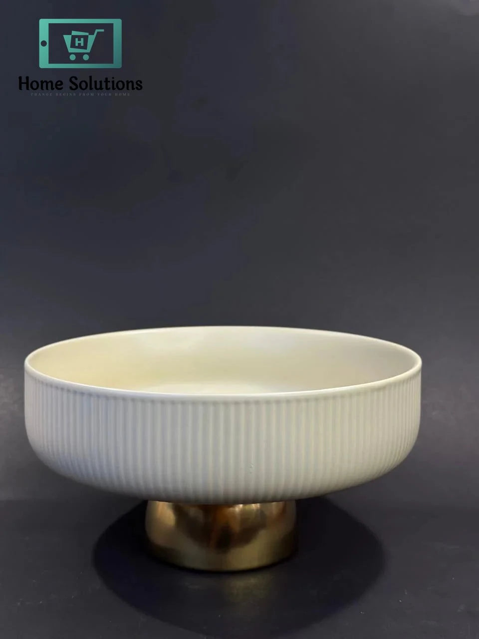 Elegant 8-Inch Ceramic Fruit Bowl with Golden Footed Base