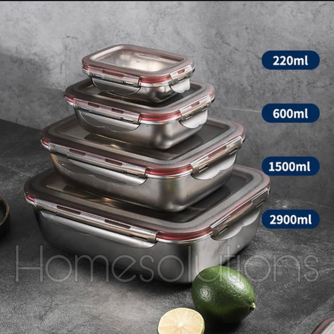 Zenlo Stainless Steel Airight Food Storage Container - Set of 4