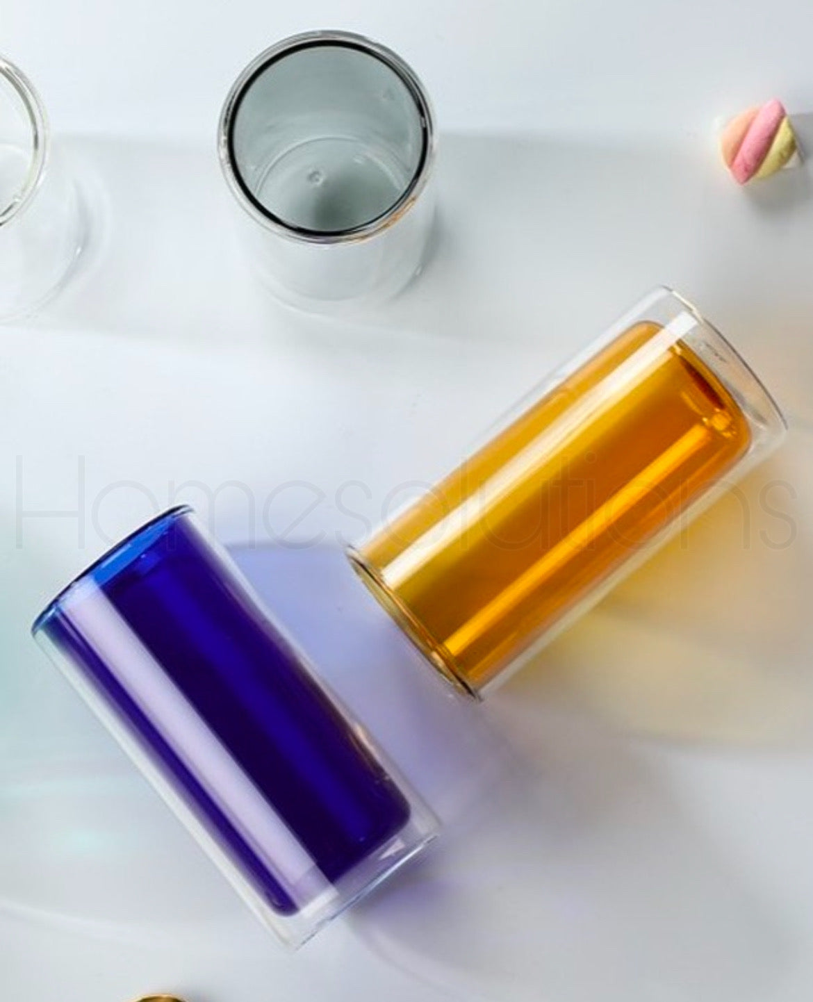 Colorful Double Wall Cylindrical Glass - 400ml