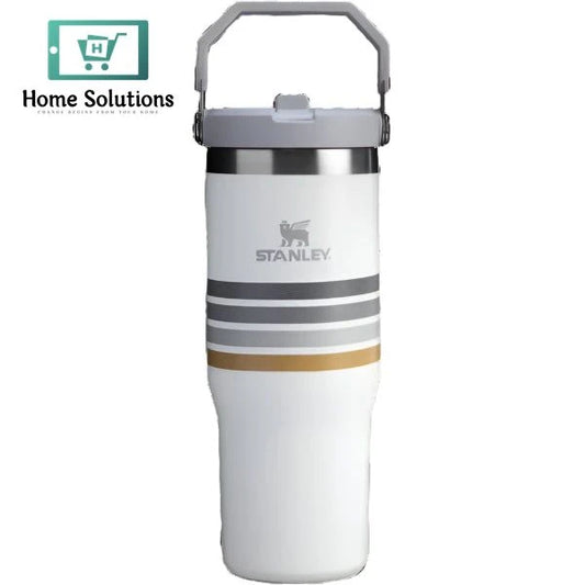 STANLEY The Varsity Ice Flow Flip Straw Tumbler - 30oz - Cream Ash Stripe