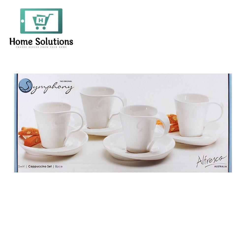 Symphony Swirl Cappuccino Cup & Saucer Set – 4 Pcs