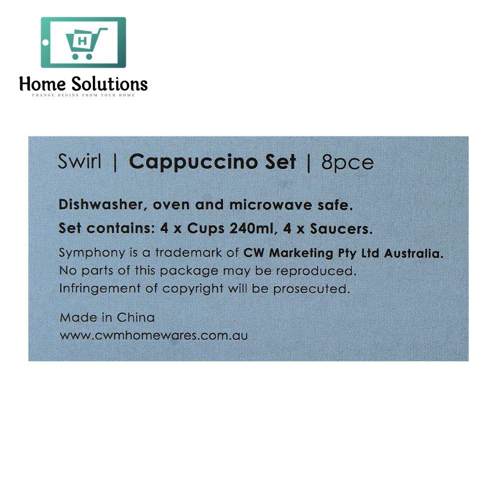 Symphony Swirl Cappuccino Cup & Saucer Set – 4 Pcs