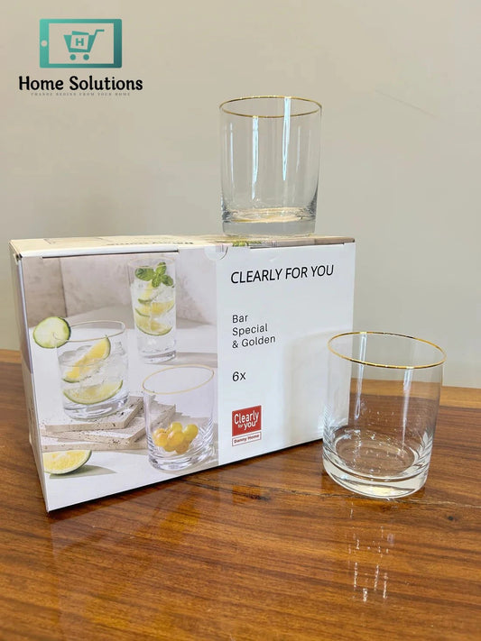 Danny Home Luxe Golden Bar Glass Set 6Pcs (410ml)