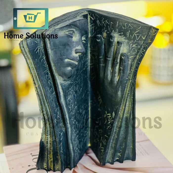 Fiber Book Face Sculpture Statue - Modern Abstract Art Decor