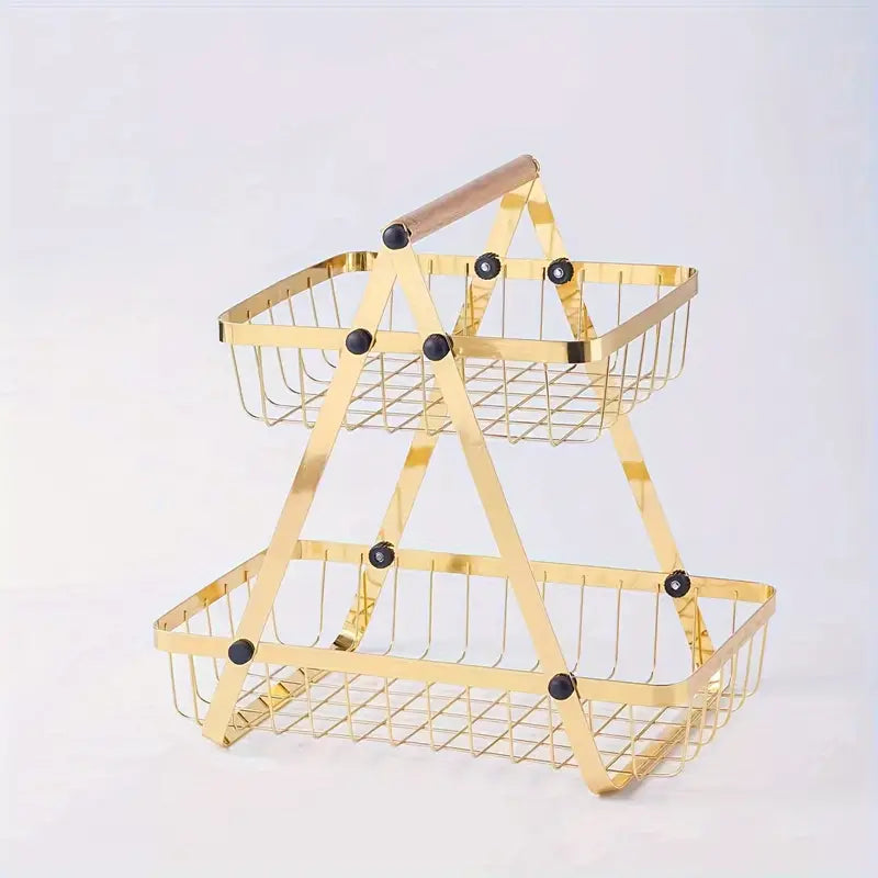 2 Tier Countertop Fruit Basket Gold