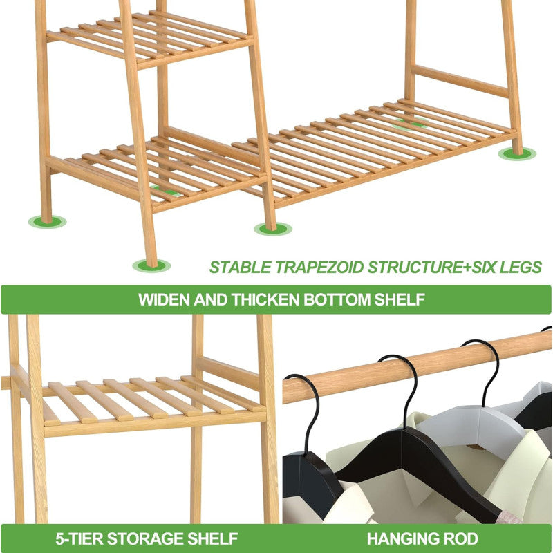 Bamboo Clothing Garment Rack