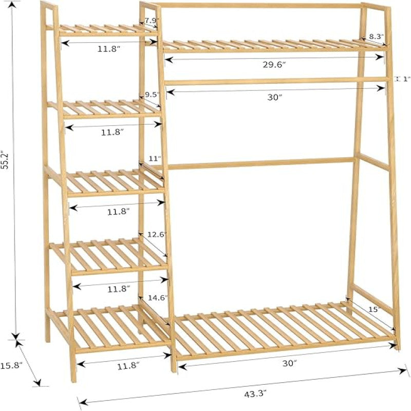 Bamboo Clothing Garment Rack