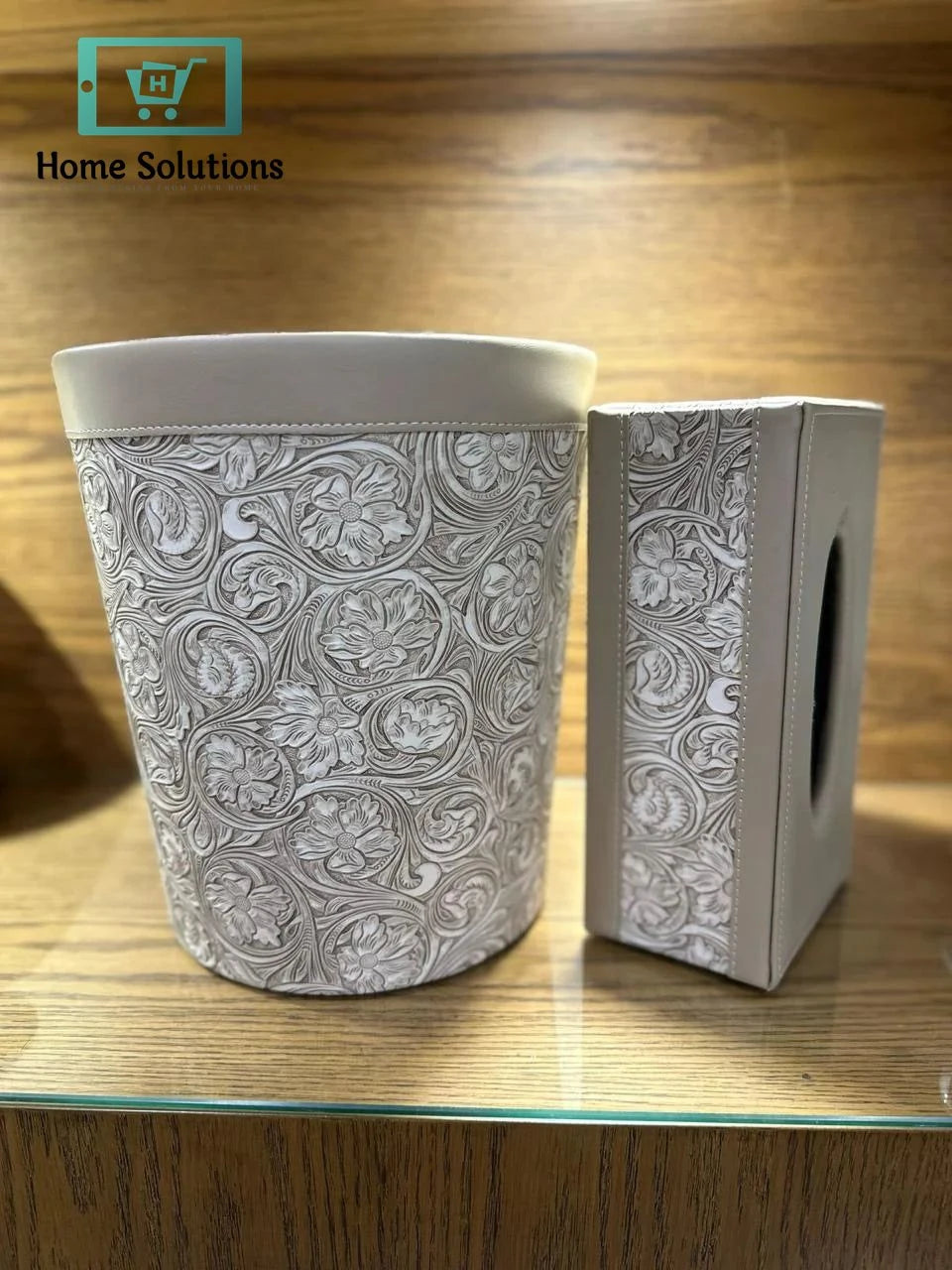 Premium Faux Leather Tissue Box & Waste Bin Set for Home & Office