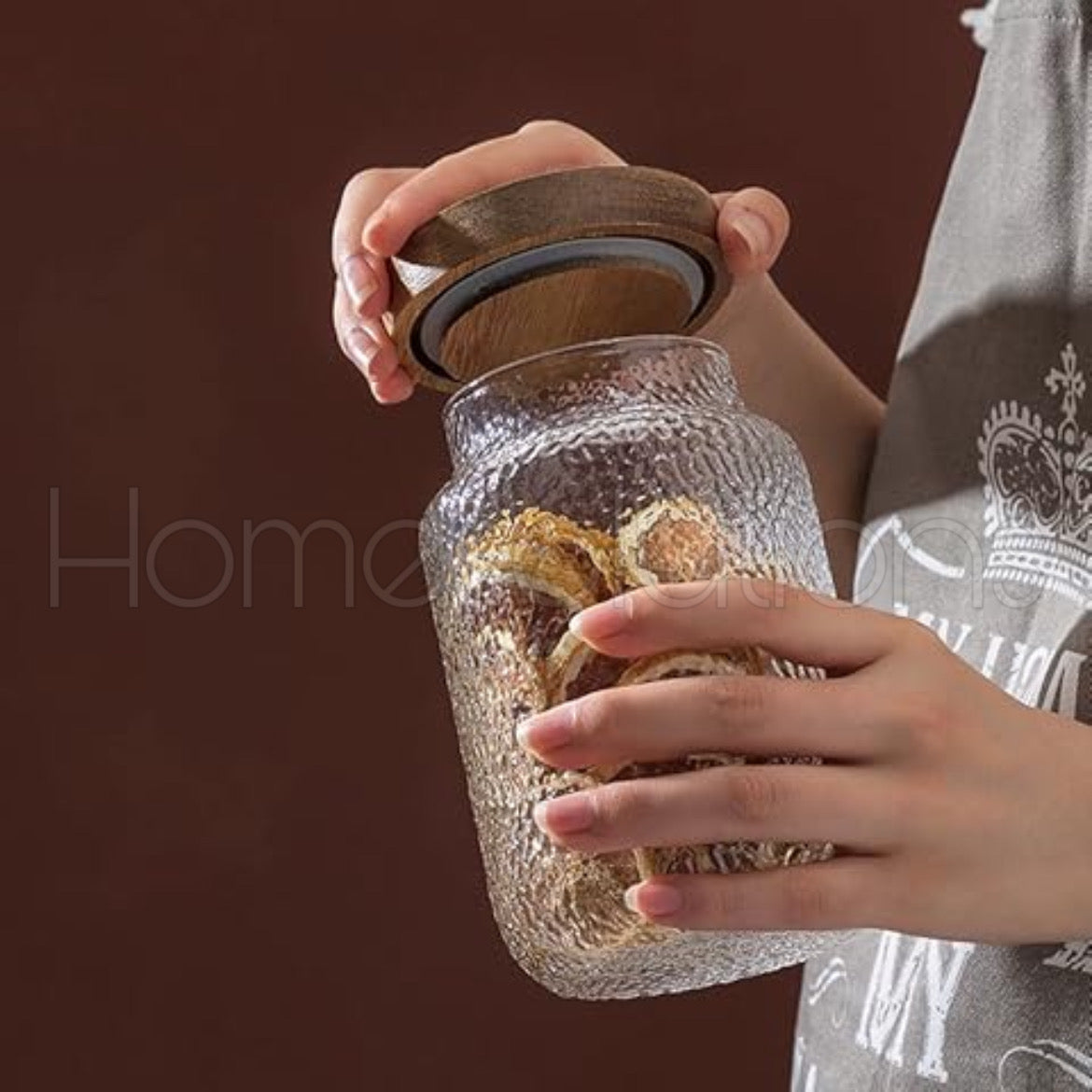 Hammered Grain Airtight Glass Jar - 750ml